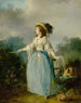 Eine Dame in einem Garten mit ihrem Hund - Jean-Frédéric Schall — Ansicht des Kunstwerks