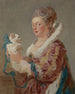 Eine Frau mit einem Hund - Jean-Honoré Fragonard — Ansicht des Kunstwerks