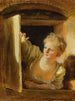 Eine junge Frau, die am Fenster lehnt - Jean-Honoré Fragonard — Ansicht des Kunstwerks