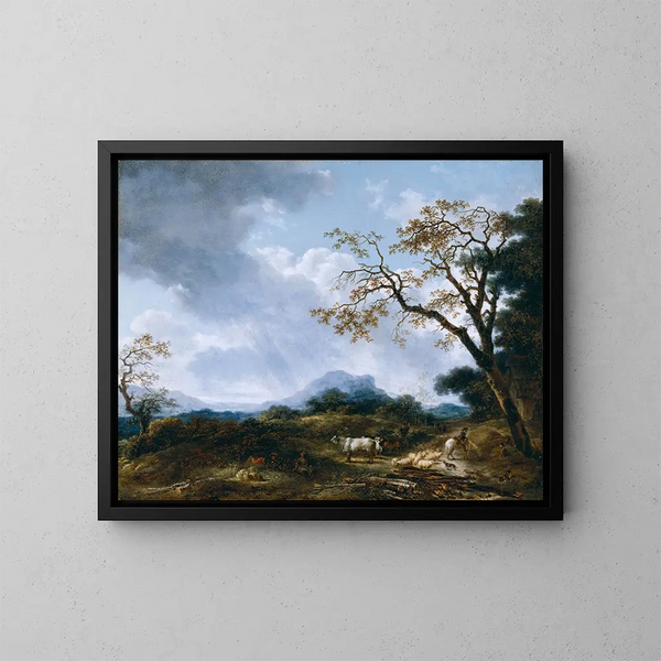 Landschaft mit vorübergehendem Regenschauer - Jean-Honoré Fragonard — gerahmtes Bild an der Wand