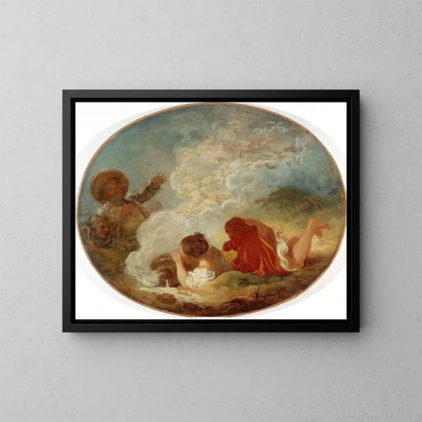 Perrette und die Milchkanne - Jean-Honoré Fragonard — gerahmtes Bild an der Wand