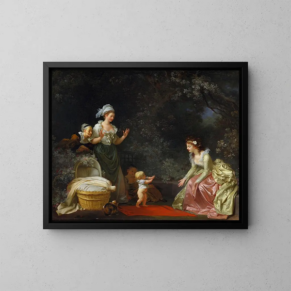 Die ersten Schritte - Jean-Honoré Fragonard — gerahmtes Bild an der Wand