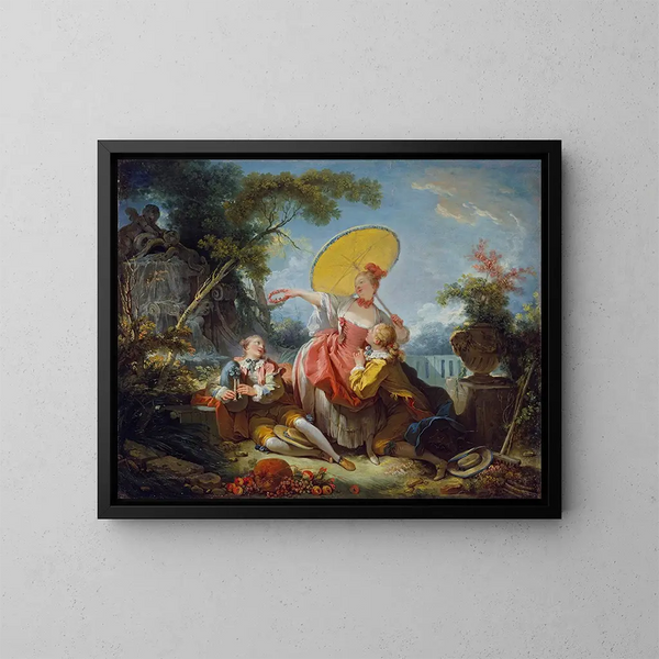 Das Musikwettbewerb - Jean-Honoré Fragonard — gerahmtes Bild an der Wand