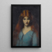 Kopf eines jungen Mädchens in blauem Kleid - Jean-Jacques Henner — gerahmtes Bild an der Wand