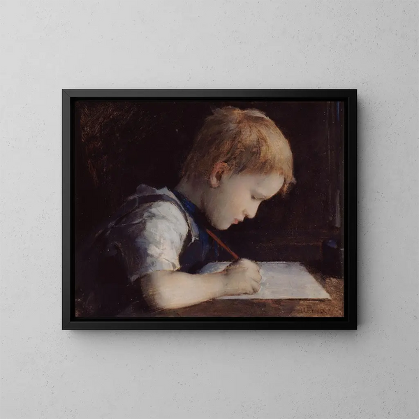 Der kleine Schriftsteller - Jean-Jacques Henner — gerahmtes Bild an der Wand