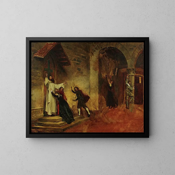 Le Feu - Jean-Paul Laurens — gerahmtes Bild an der Wand