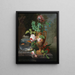 Naturstillleben mit Blumen in einer Vase und einem Goldfischglas - Jean Baptiste Berré — gerahmtes Bild an der Wand