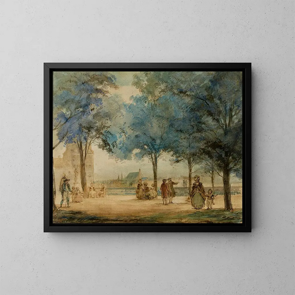 Die Terrasse der Tuileries im Jahr 1786 - Jean Baptiste Marchal — gerahmtes Bild an der Wand