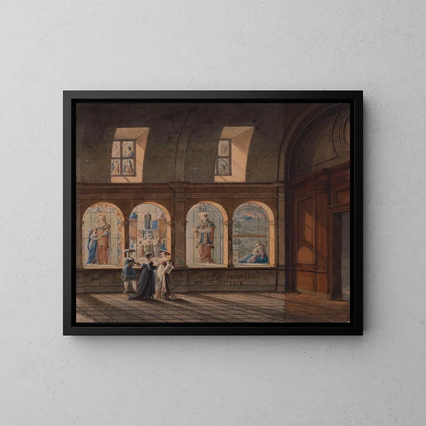 Innenansicht des Kreuzgangs der Kirche Saint-Étienne-du-Mont - Jean Baptiste Marchal — gerahmtes Bild an der Wand