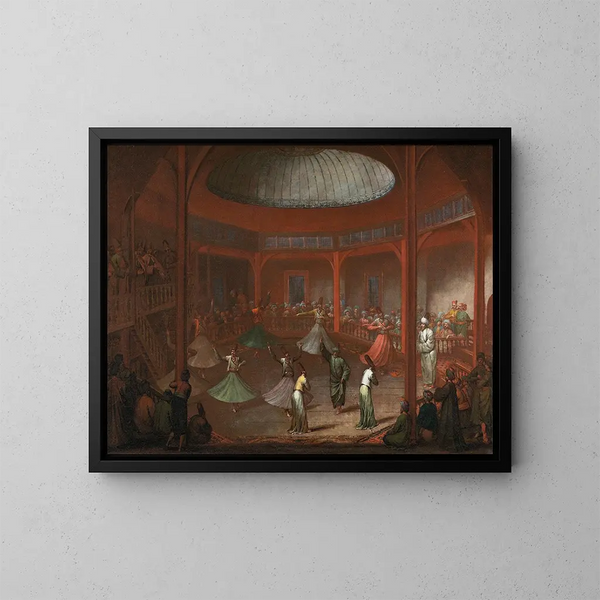 Dervisches drehend - Jean-Baptiste Vanmour — gerahmtes Bild an der Wand