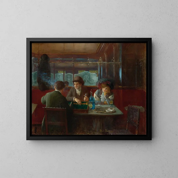 Das Backgammon im Café - Jean Béraud — gerahmtes Bild an der Wand