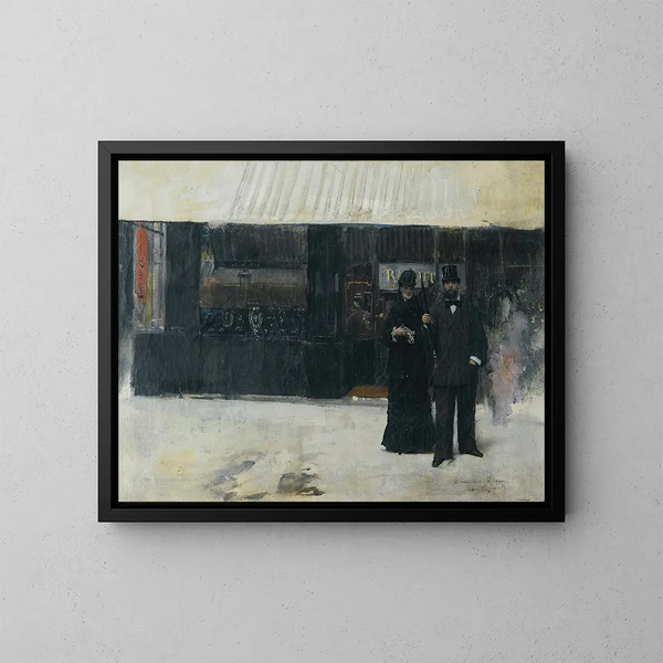 Paar vor einem Juweliergeschäft - Jean Béraud — gerahmtes Bild an der Wand