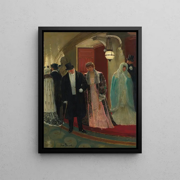 Ausgang der Opernloge - Jean Béraud — gerahmtes Bild an der Wand