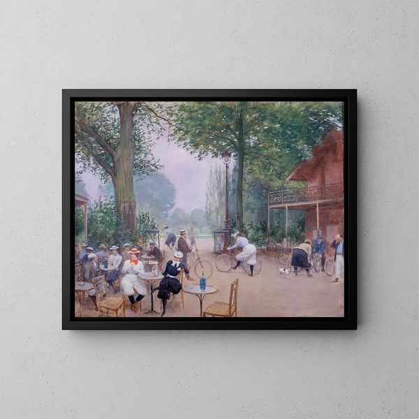 Das Chalet des Zyklus im Bois de Boulogne - Jean Béraud — gerahmtes Bild an der Wand