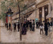 Der Boulevard Montmartre vor dem Varieté-Theater am Nachmittag - Jean Béraud — Ansicht des Kunstwerks