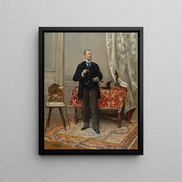 Portrait von Edmond Taigny 1828-1906 Historiker und Sammler - Jean Béraud — gerahmtes Bild an der Wand