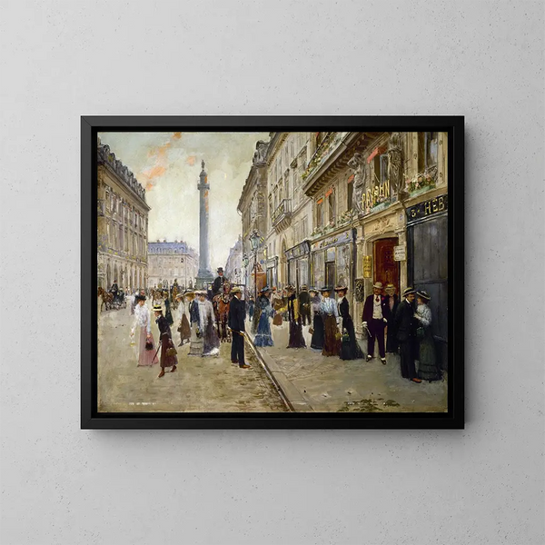 Ausgang der Arbeiterinnen des Hauses Paquin - Jean Béraud — gerahmtes Bild an der Wand