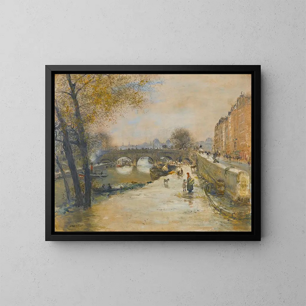 Der Kai vor der Pont-Neuf - Jean François Raffaëlli — gerahmtes Bild an der Wand