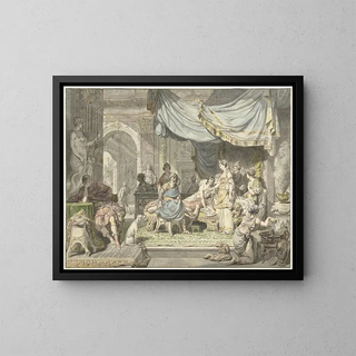 Antiochus versucht, seine Liebe zu seiner Mutter Stratonice zu verbergen - Jean Grandjean — gerahmtes Bild an der Wand
