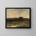 Bauernhöfe bei Sonnenuntergang - Jean Pierre François Lamorinière — gerahmtes Bild an der Wand