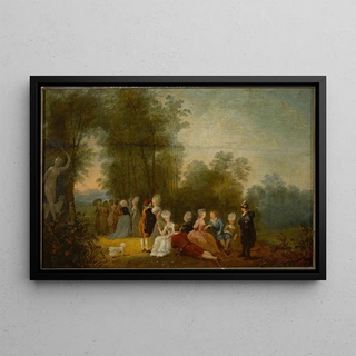 Jean Pierre Norblin - Social meeting in a park at the statue of Diana.webp