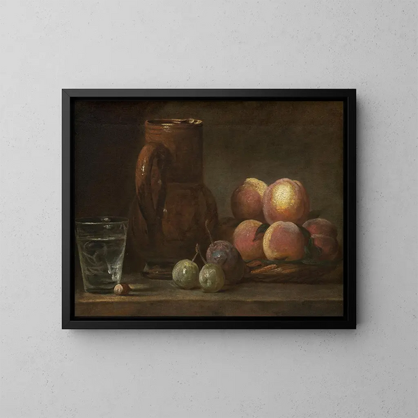 Vase de fruits et un verre - Jean Siméon Chardin — gerahmtes Bild an der Wand