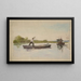 Mann, der einen Lastkahn auf einem Fluss steuert - Jeanne Jégou-Cadart — gerahmtes Bild an der Wand