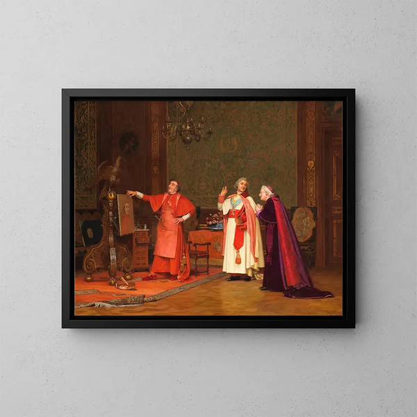 Gemälde, das von ihm selbst gemalt wurde - Jehan Georges Vibert — gerahmtes Bild an der Wand