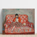 Reproduktion des Gemäldes Junge Frau, die auf einem Sofa näht - Henri Lebasque