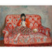Reproduktion des Gemäldes Junge Frau, die auf einem Sofa näht - Henri Lebasque