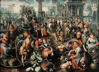 Joachim Beuckelaer - Market Scene Ecce Homo the Flagellation and the Carrying of the Cross.webp