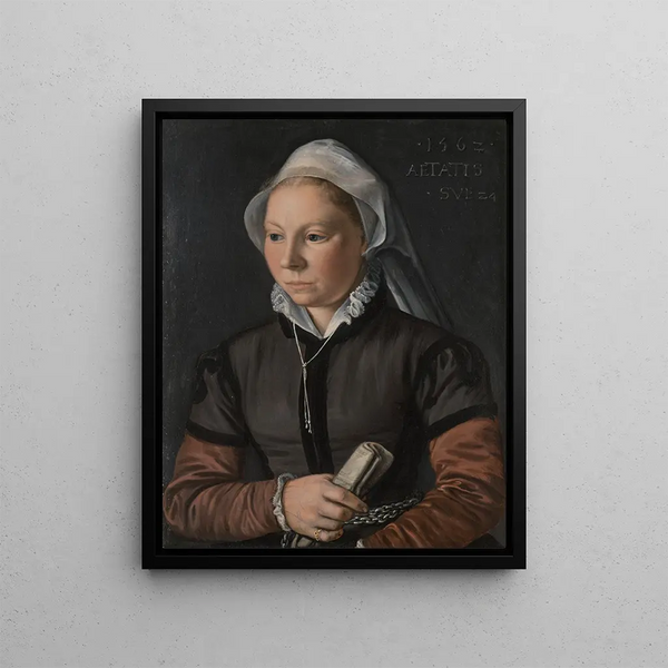 Portrait einer jungen Frau - Joachim Beuckelaer — gerahmtes Bild an der Wand