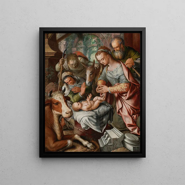 L'Adoration des bergers - Joachim Beuckelaer — gerahmtes Bild an der Wand