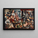 Die gut gefüllte Küche mit Jesus im Haus von Martha und Maria im Hintergrund - Joachim Beuckelaer — gerahmtes Bild an der Wand