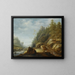Ein Landschaftsbild der Rocky Mountains mit einer Festung auf einem Hügel, Hirten mit ihrer Herde im Hintergrund - Joachim Govertsz Camphuysen — gerahmtes Bild an der Wand