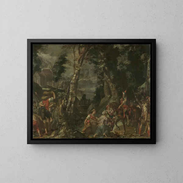 Begegnung zwischen David und Abigail - Joachim Wtewael — gerahmtes Bild an der Wand