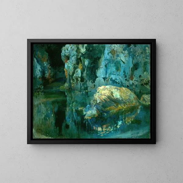 Der Felsen im Teich - Joaquín Mir Trinxet — gerahmtes Bild an der Wand