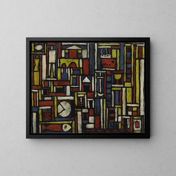 Constructives Gemälde in fünf Tönen - Joaquín Torres-García — gerahmtes Bild an der Wand