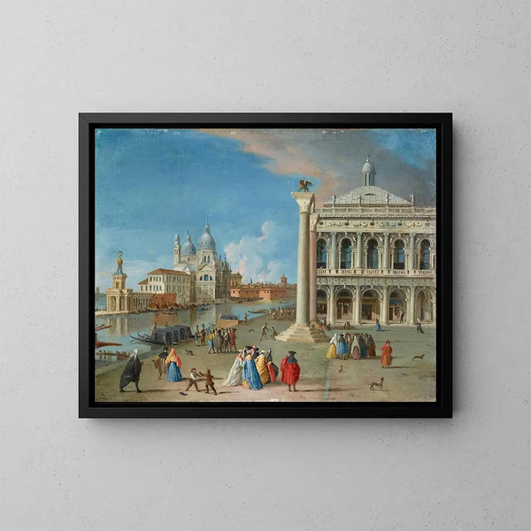 Das Piazzetta mit Santa Maria della Salute jenseits von Venedig - Johan Anton Richter — gerahmtes Bild an der Wand