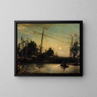 Johan Barthold Jongkind - Bateau en construction en bord de canal Paysage hollandais.webp