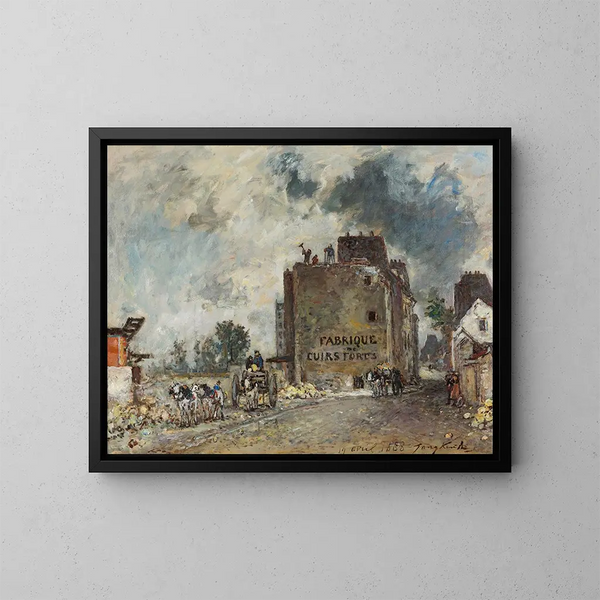 Arbeiten beim Abriss in der Rue des Francs-Bourgeois Saint-Marcel - Johan Barthold Jongkind — gerahmtes Bild an der Wand