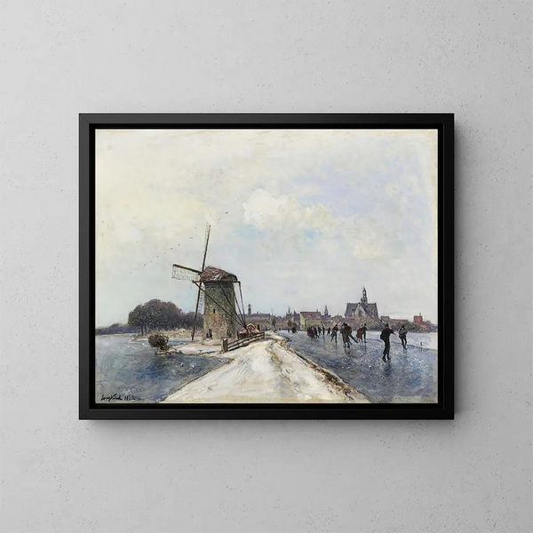Patineurs à Maassluis - Johan Barthold Jongkind — gerahmtes Bild an der Wand
