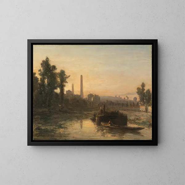 Vue de rivière en France, probablement près de Pontoise - Johan Barthold Jongkind — gerahmtes Bild an der Wand