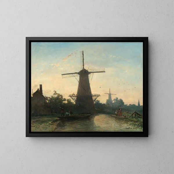 Mühlen in der Nähe von Rotterdam - Johan Barthold Jongkind — gerahmtes Bild an der Wand