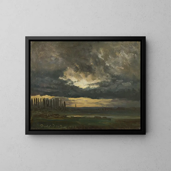 Johan Christian Dahl - Cloud Study over the Elbe with Poplars.webp