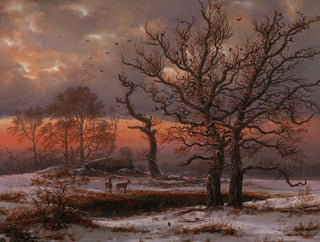 Johan Christian Dahl - Danish Winter Landscape with Dolmen.webp