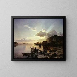Johan Edvard Bergh - Fishing Village in Bohusln.webp