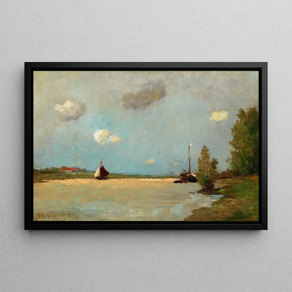 Johan Hendrik Weissenbruch - Dutch Landscape with Boats.webp