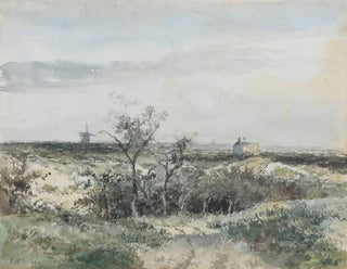 Johan Hendrik Weissenbruch - Gezicht op het Dekkersduin met oude gasfabriek en molen in het verschiet.webp