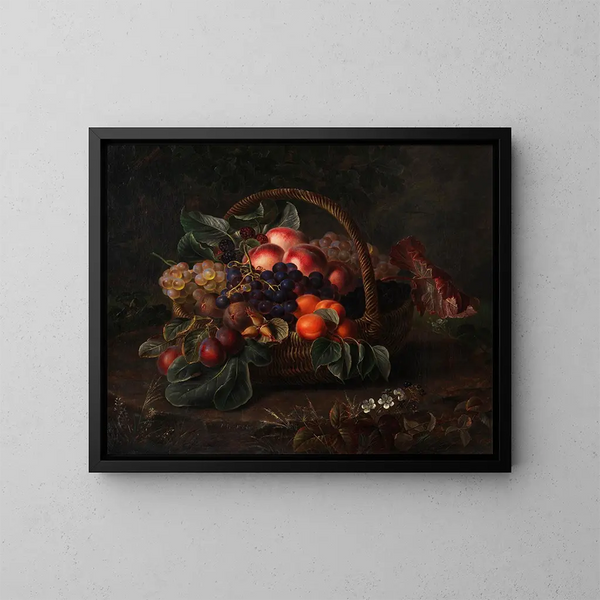 Naturstillleben mit Obstkorb - Johan Laurentz Jensen — gerahmtes Bild an der Wand